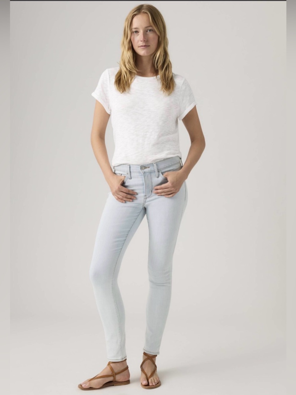 Levis 311 Shaping Skinny Jeans Light Wash Raw Hem Blue Denim 30